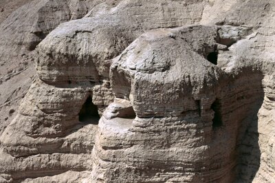 View of the Qumran Caves, where the Dead Sea Scrolls were discovered by Unbekannt Unbekannt